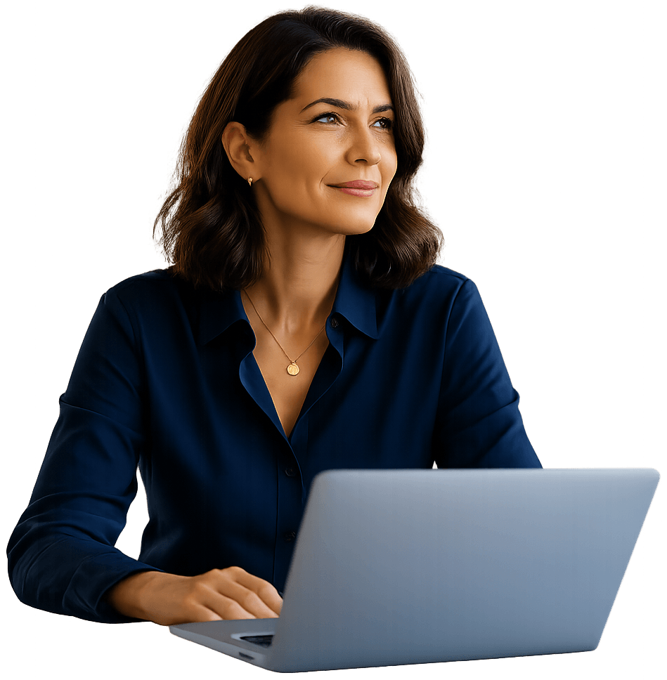 Business professional working on a laptop